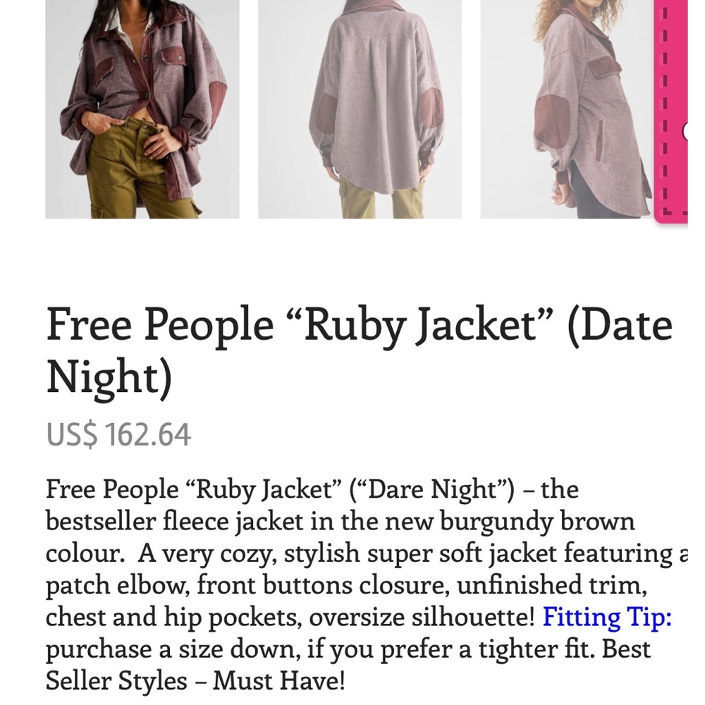 Free People Ruby Jacket Shacket Brown/Burgundy Ra… - image 4